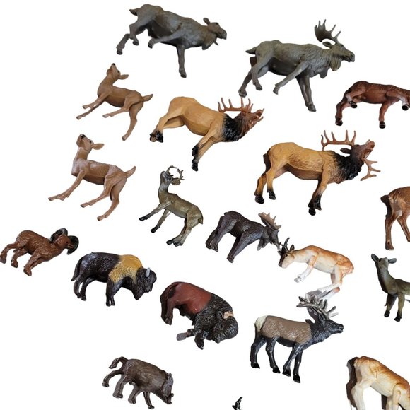 Woodland animal play figurines deer moose elk cake topper, train sets diorama - Picture 9 of 14